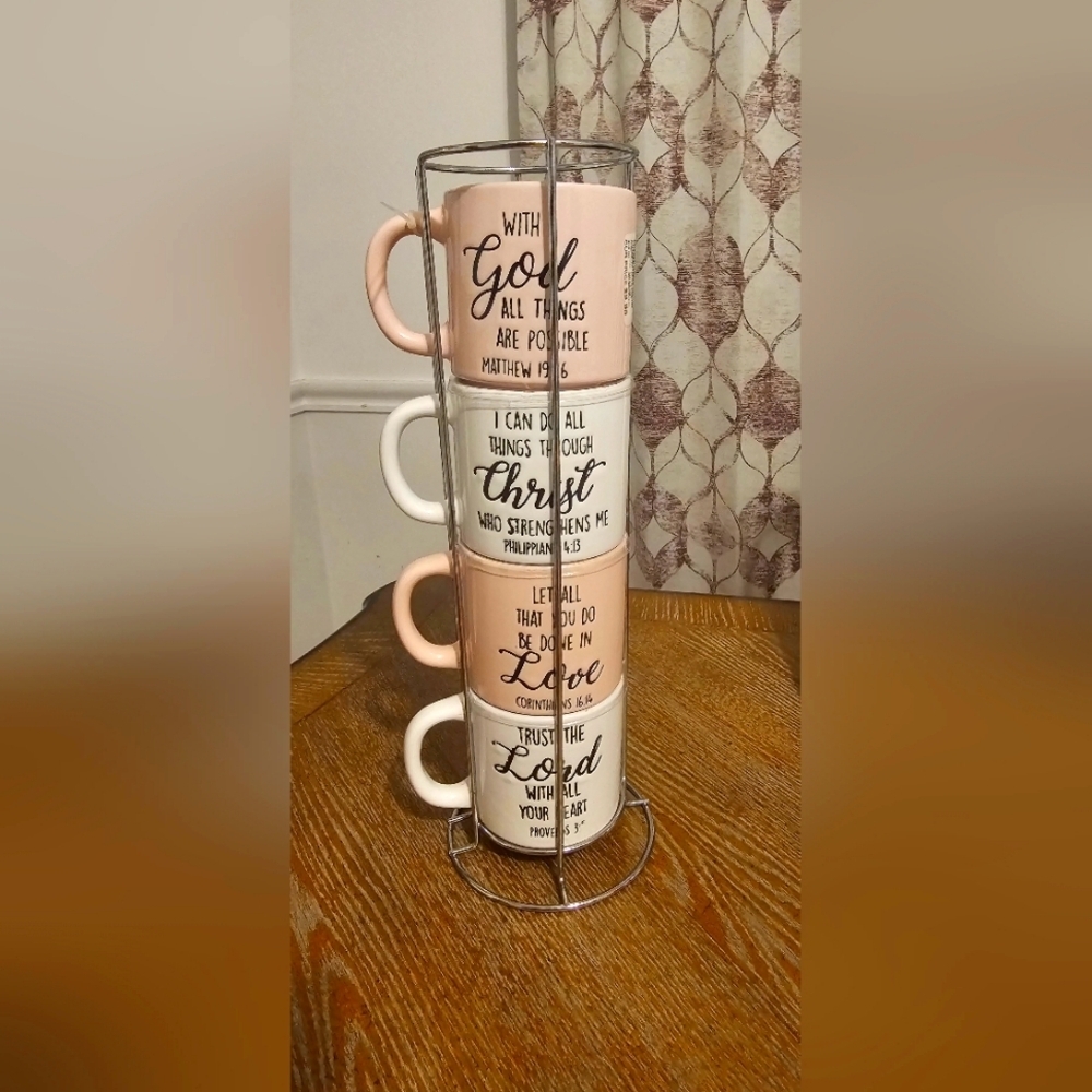 Inspirational Biblical Quotes Stackable 4-piece Mug Set Microwavable